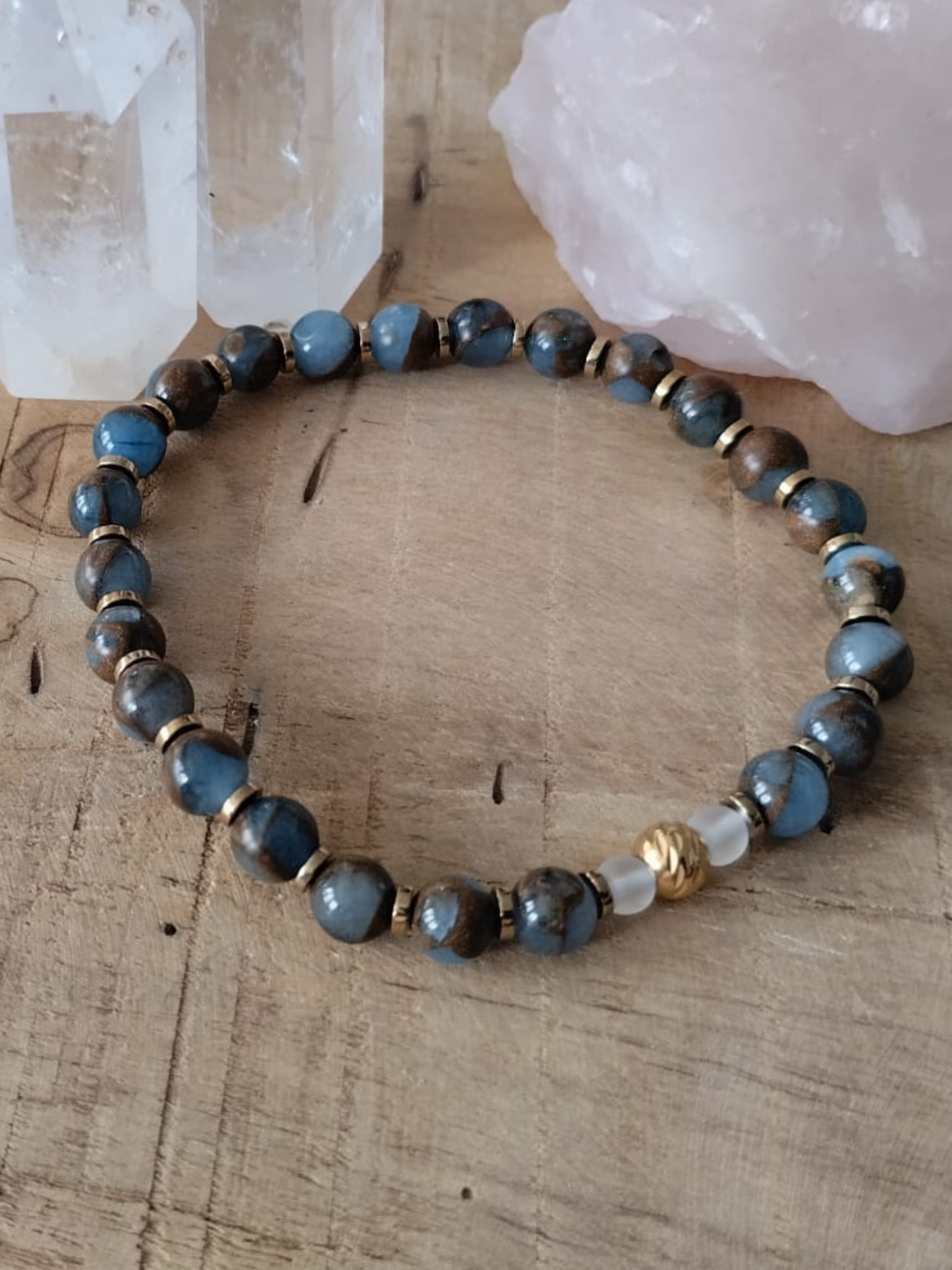 Sorgente – Jaspe Bleu Doré & Cristal de Roche
