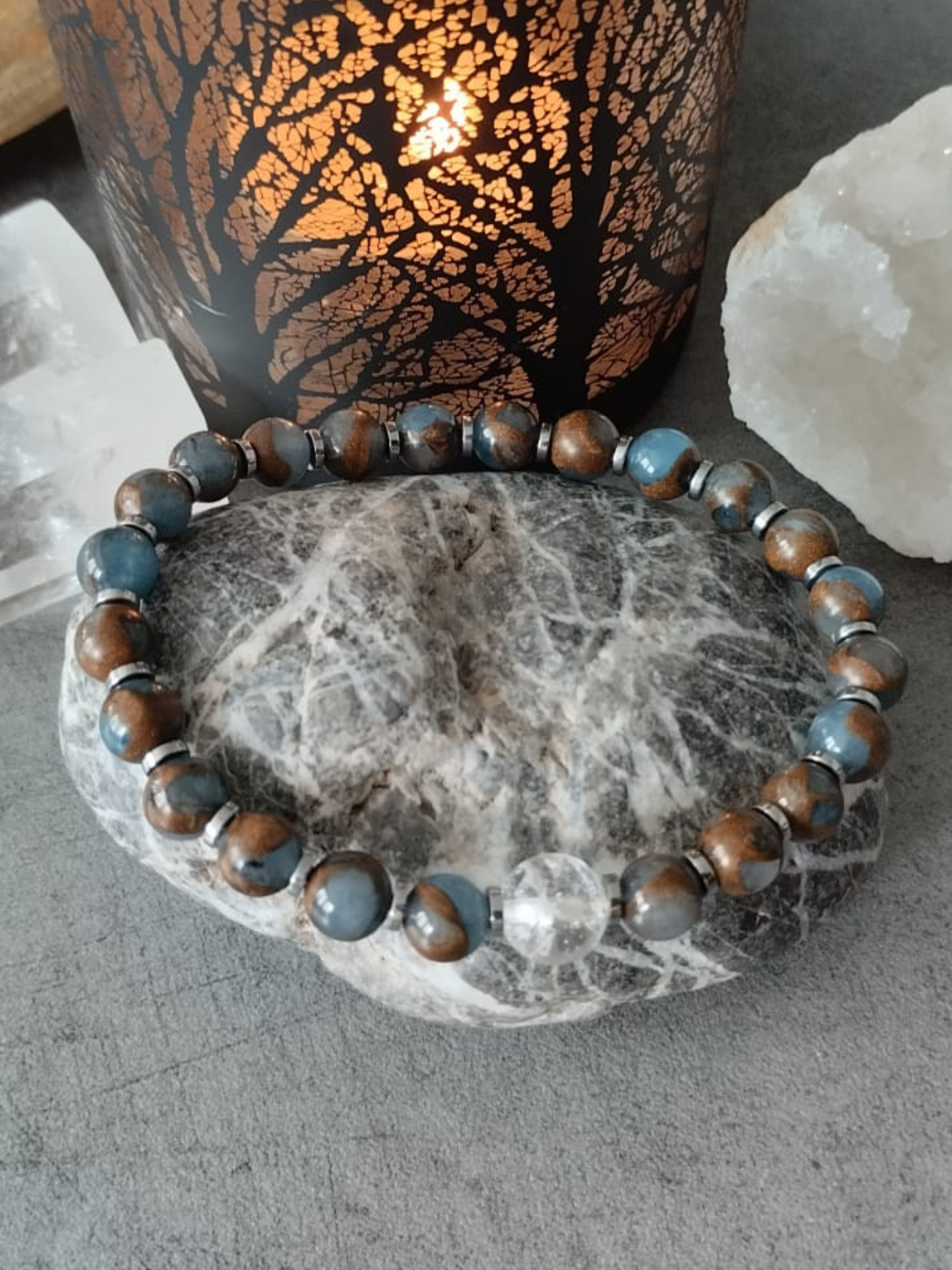 Sorgente – Jaspe Bleu Doré & Cristal de Roche