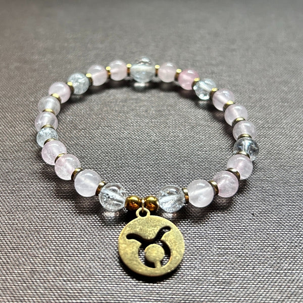 Signe Taureau - Quartz Rose & Cristal de Roche
