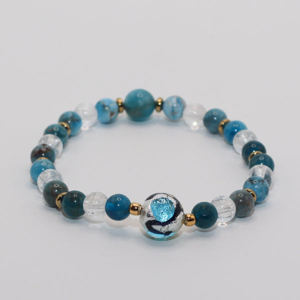 Venezia - Cristal de Roche, Apatite & Perle de Murano