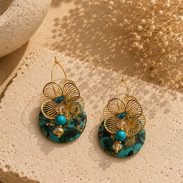 Boucles d’Oreilles Harmonie Bleue – Turquoise de Chine