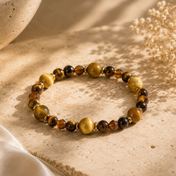 Bracelet Force Dorée – Œil de Tigre & Œil de Tigre Doré