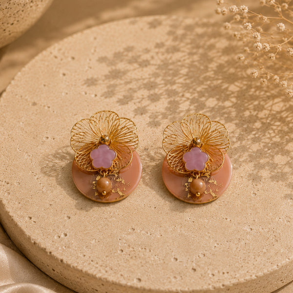 Boucles d'Oreilles Lune – Pierre de Lune & Cristaux