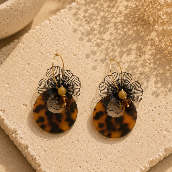 Boucles d’Oreilles Lumière Dorée – Œil de Tigre Doré