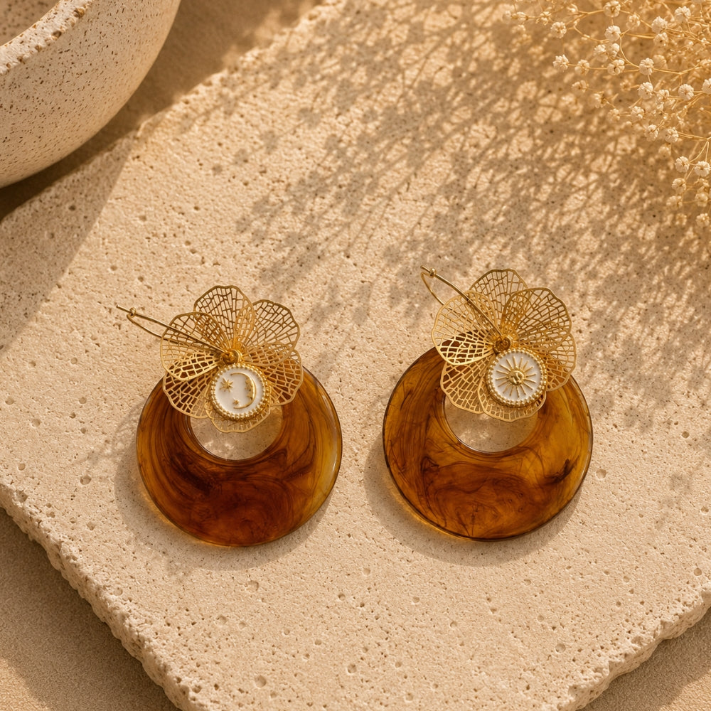 Boucles d’Oreilles Éclipse – Soleil & Lune