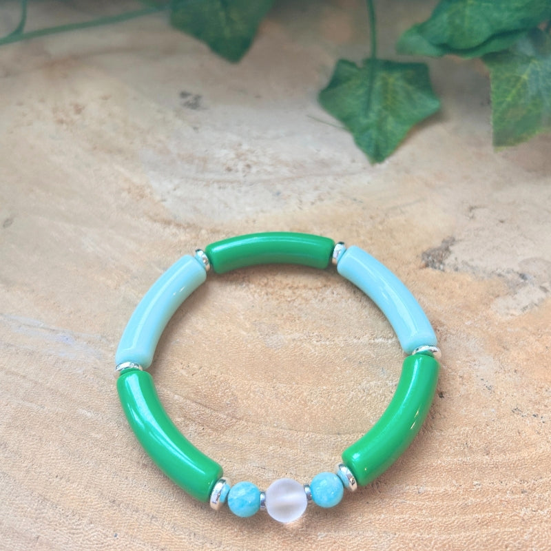Clarté Apaisée – Cristal de Roche Mat & Amazonite (acétate)