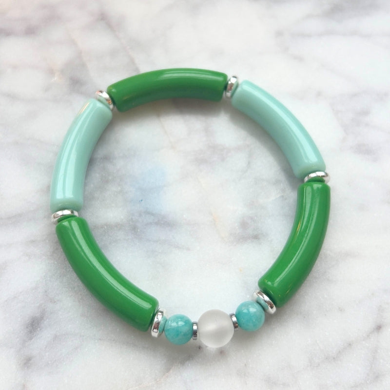 Clarté Apaisée – Cristal de Roche Mat & Amazonite (acétate)