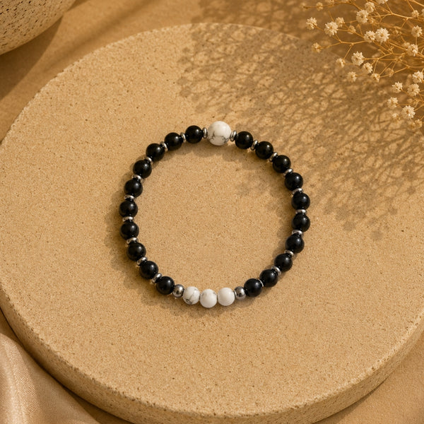 Bracelet Yin & Yang – Howlite & Obsidienne