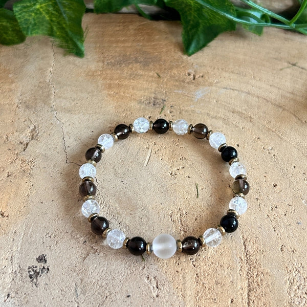 Clarté Ancrée – Quartz Fumé & Cristal de Roche