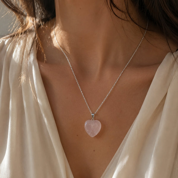 Collier Cœur de Douceur – Quartz Rose