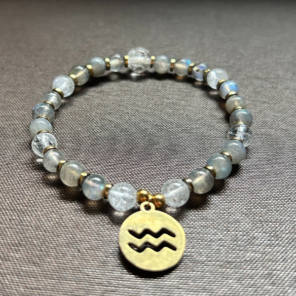 Signe Verseau - Labradorite & Cristal de Roche