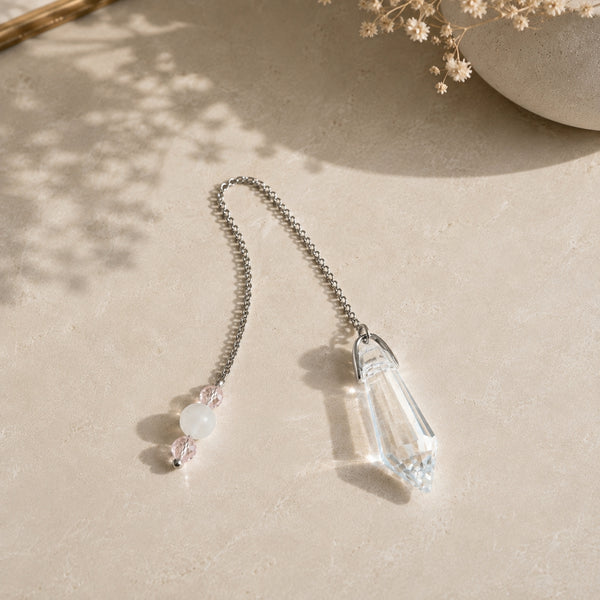 Pendule Douceur Intuitive – Cristal & Quartz Rose