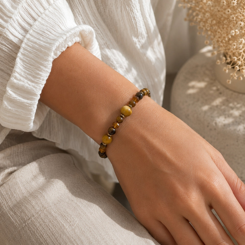 Bracelet Force Dorée – Œil de Tigre & Œil de Tigre Doré