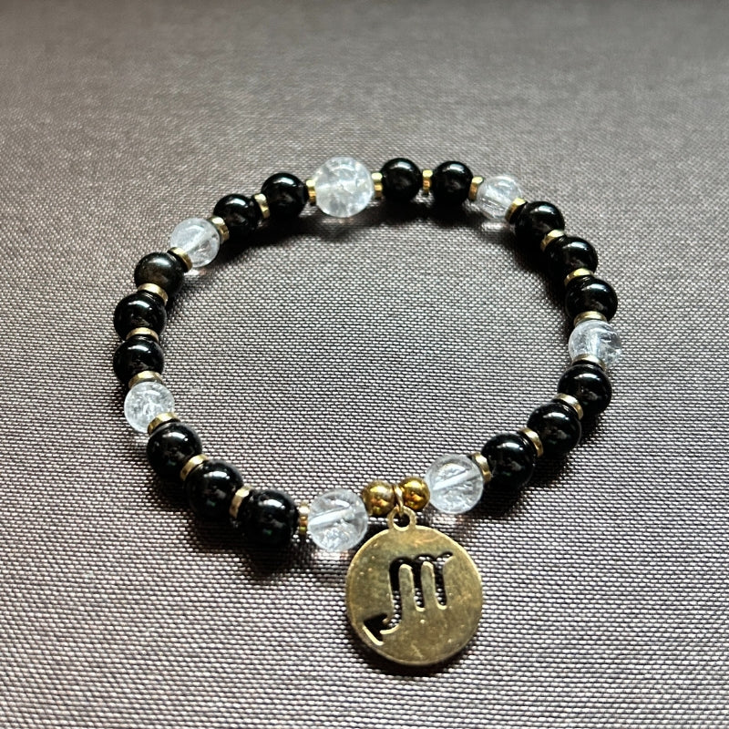 Signe Scorpion - Obsidienne Noire & Cristal de Roche