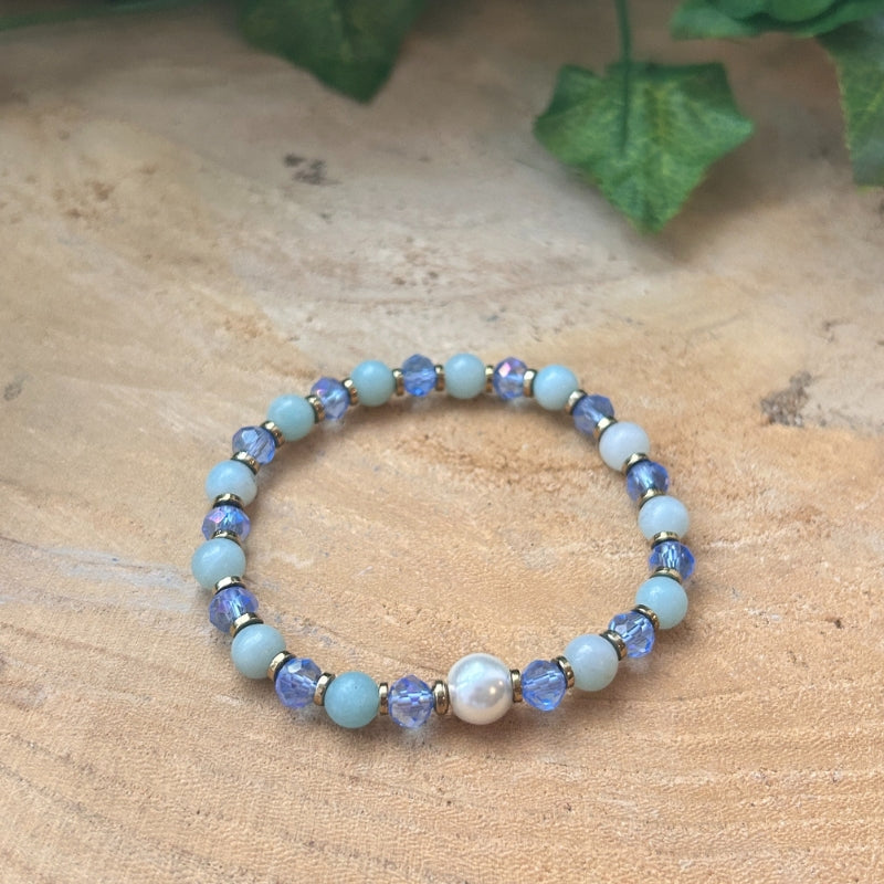 Calme Lumineux – Amazonite & Cristal d’Autriche