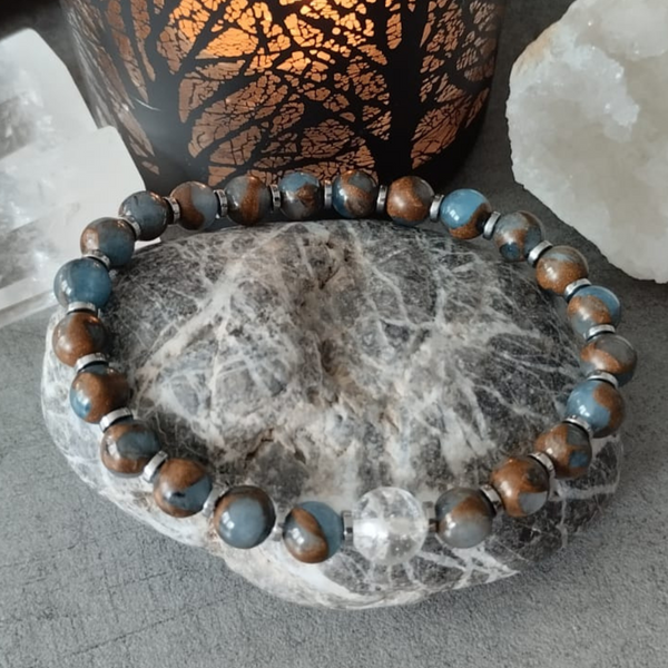Sorgente – Jaspe Bleu Doré & Cristal de Roche