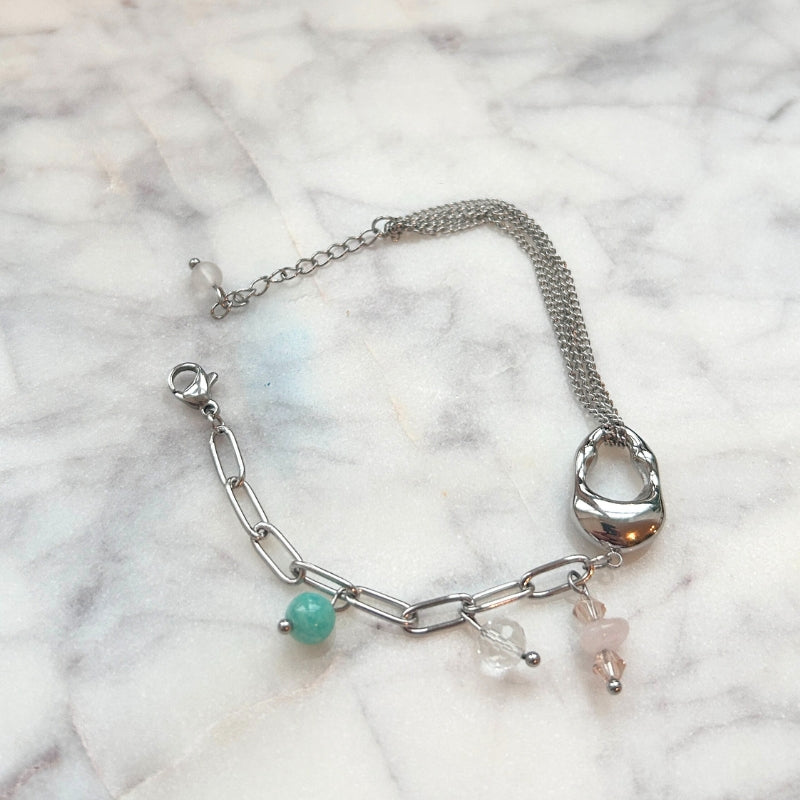 Apaisement Trio – Amazonite, Quartz Rose & Cristal de Roche