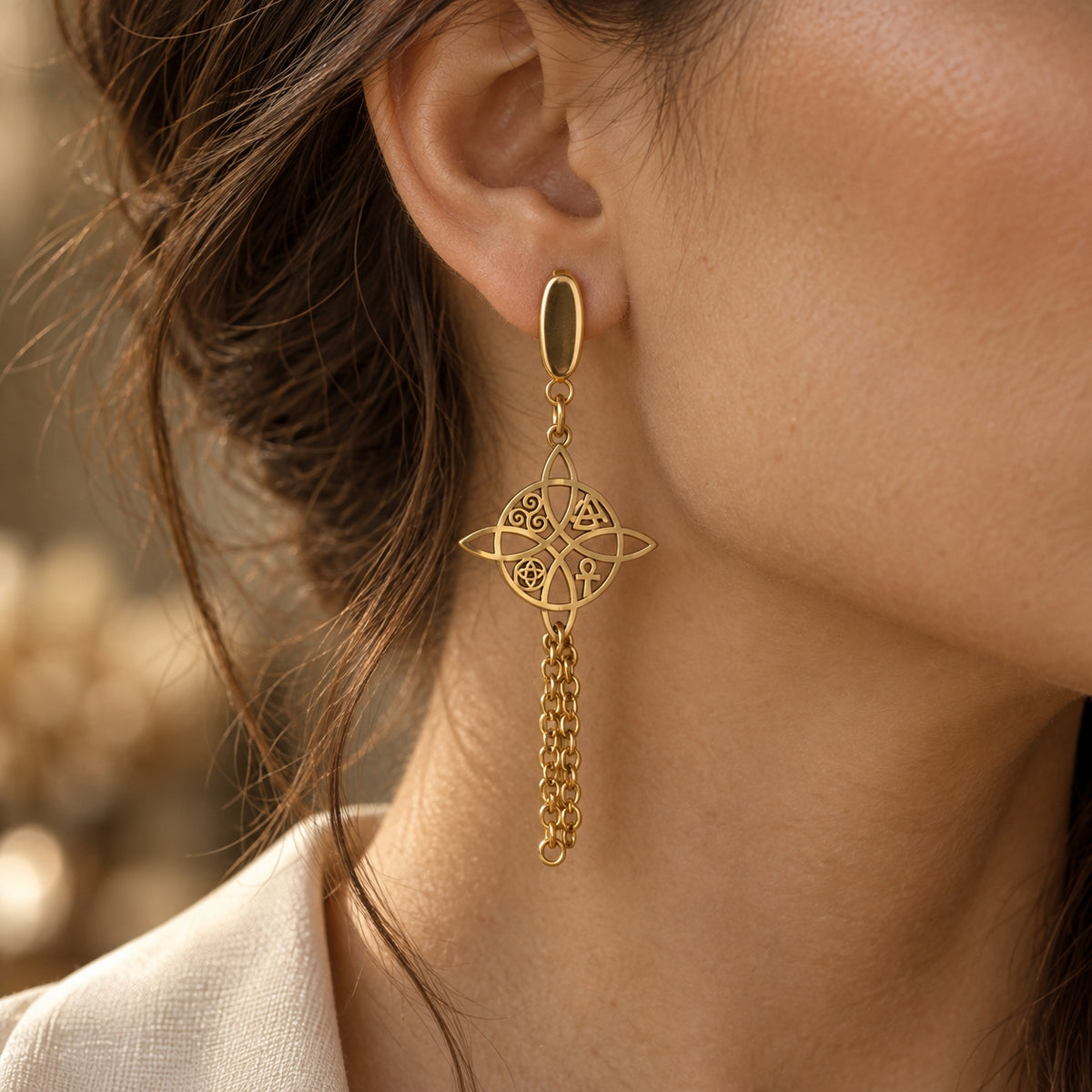 Boucles d’Oreilles Protection Mystique – Nœud de Sorcière