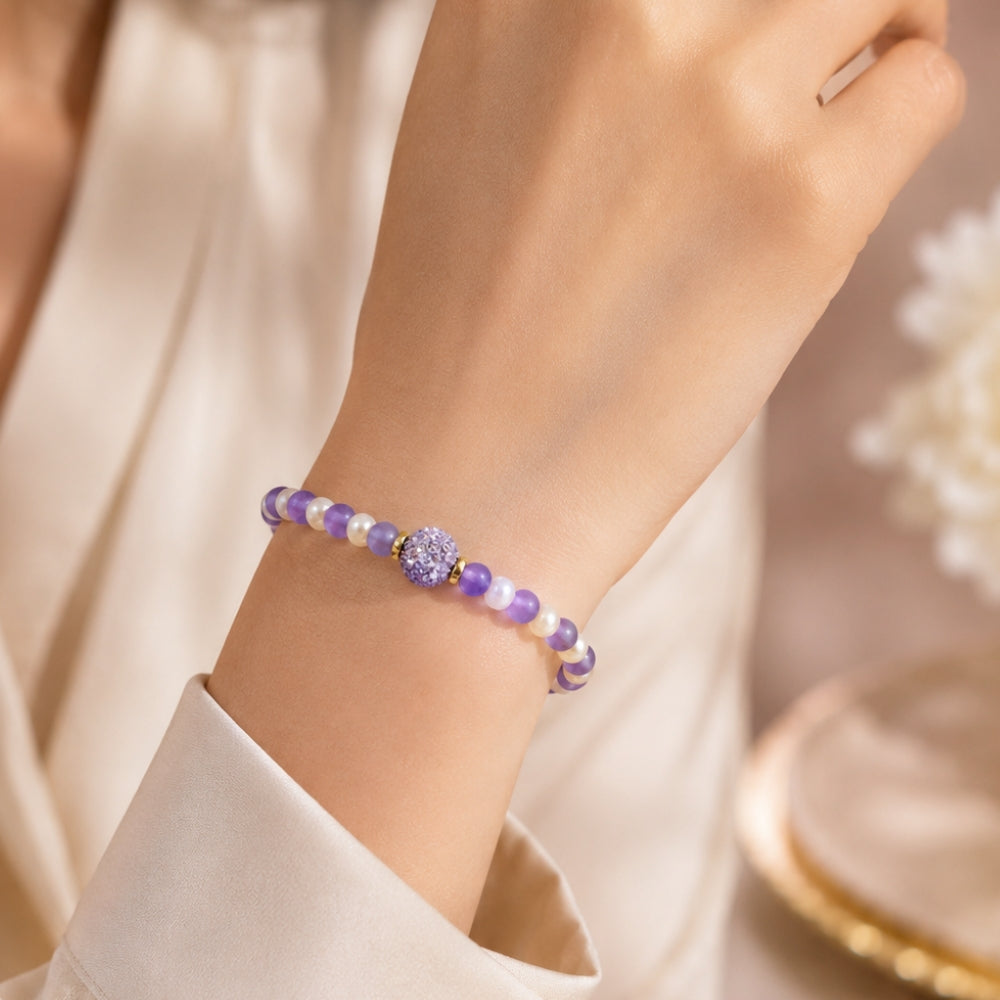 Bracelet Douceur Lunaire – Améthyste & Pierre de Lune