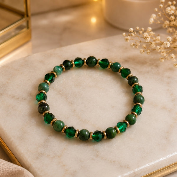 Bracelet Harmonie du Cœur – Fuchsite & Cristal Émeraude