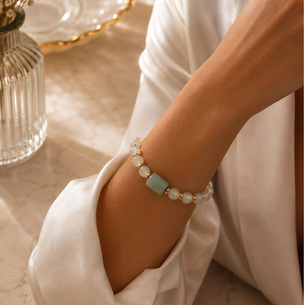 Bracelet Harmonie Naturelle – Aventurine Verte & Jade de Chine