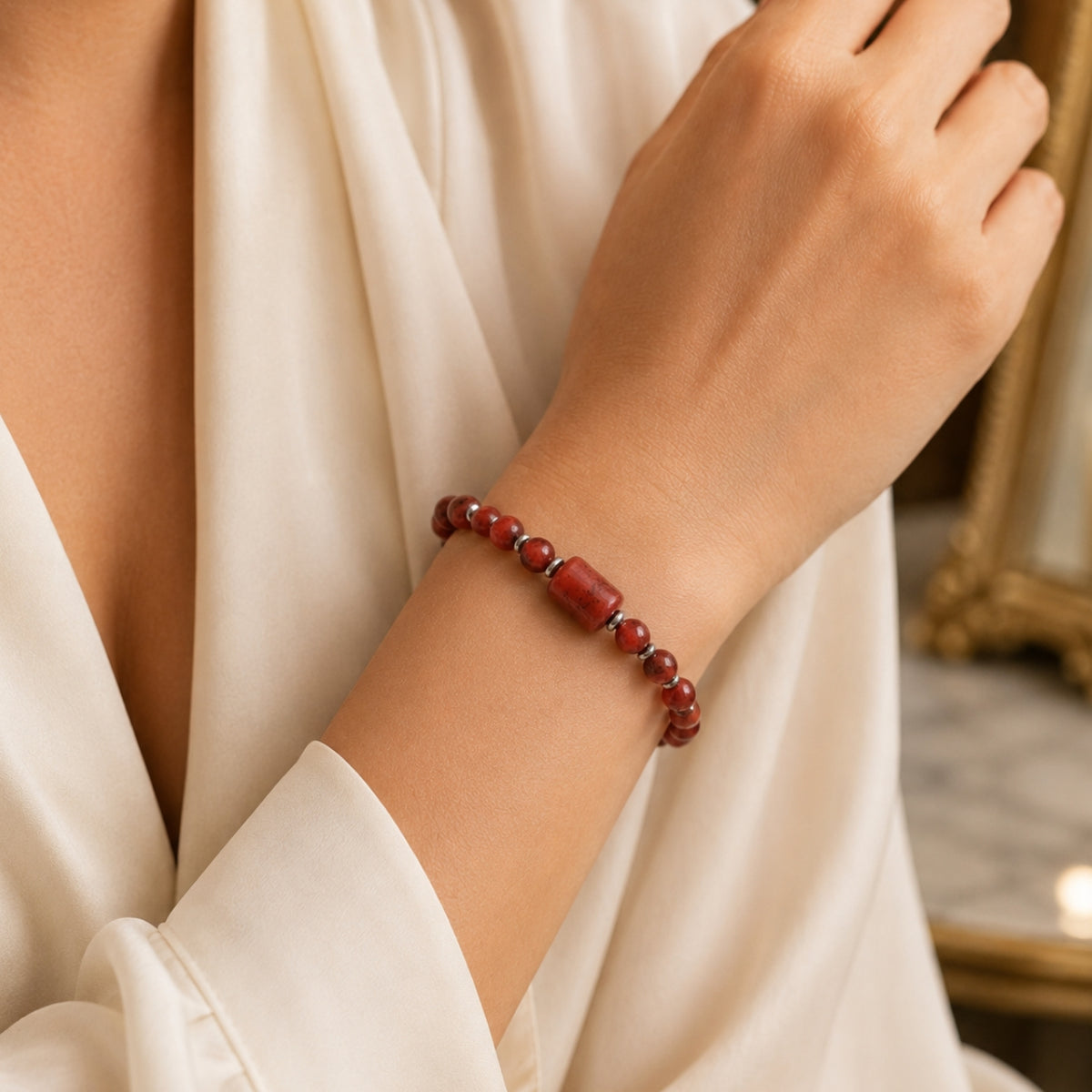 Bracelet Élan de Vie – Jaspe Rouge & Cornaline