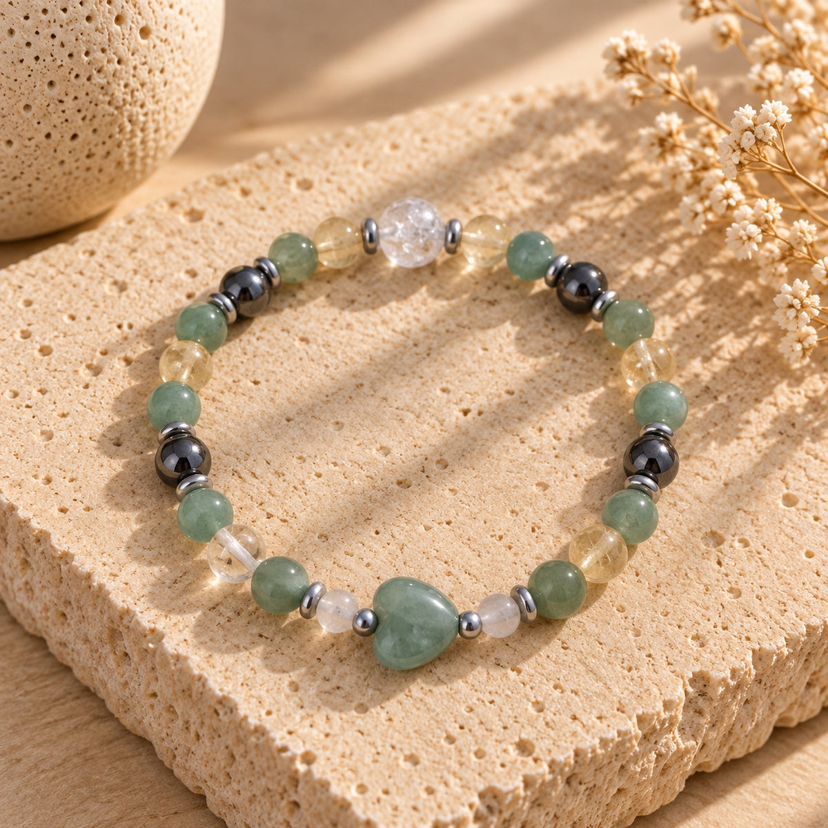 Bracelet Élan Positif – Aventurine, Citrine & Hématite