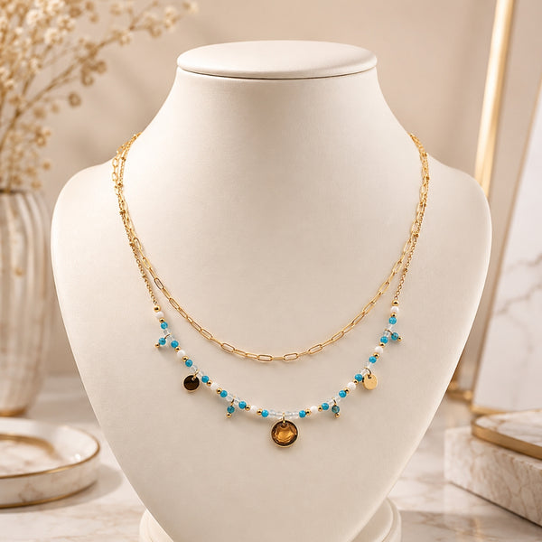 Collier Horizon – Apatite Bleue & Aigue-Marine