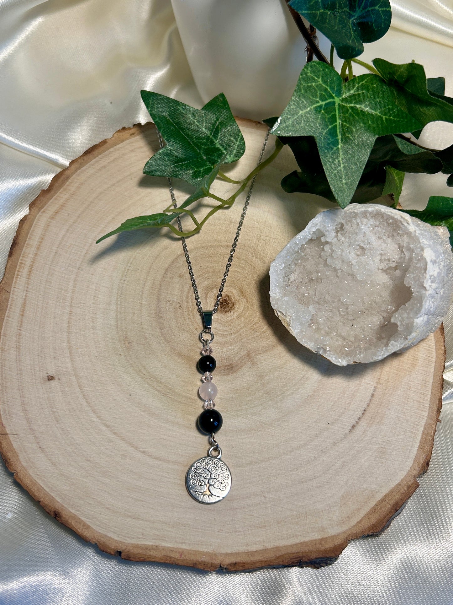 Douce Force - Obsidienne & Quartz Rose