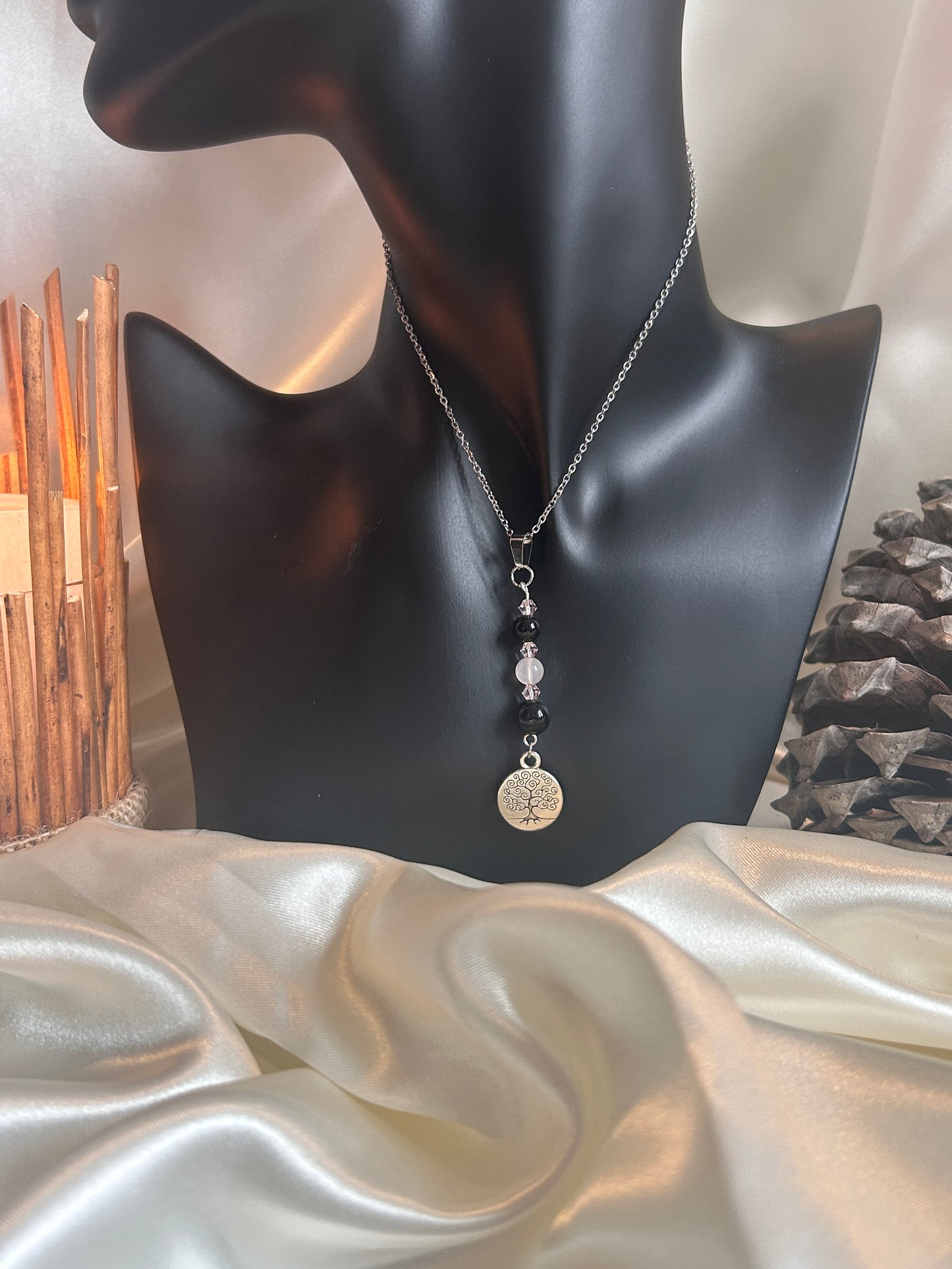 Douce Force - Obsidienne & Quartz Rose