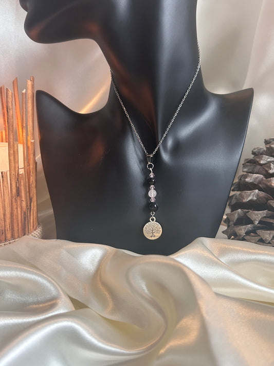 Douce Force - Obsidienne & Quartz Rose