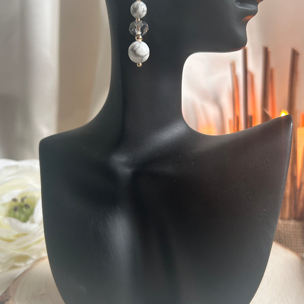 Perles de Givre - Howlite & Cristal de Bohème