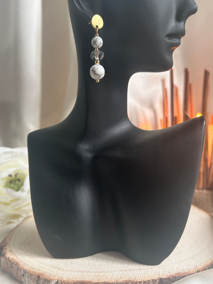 Perles de Givre - Howlite & Cristal de Bohème