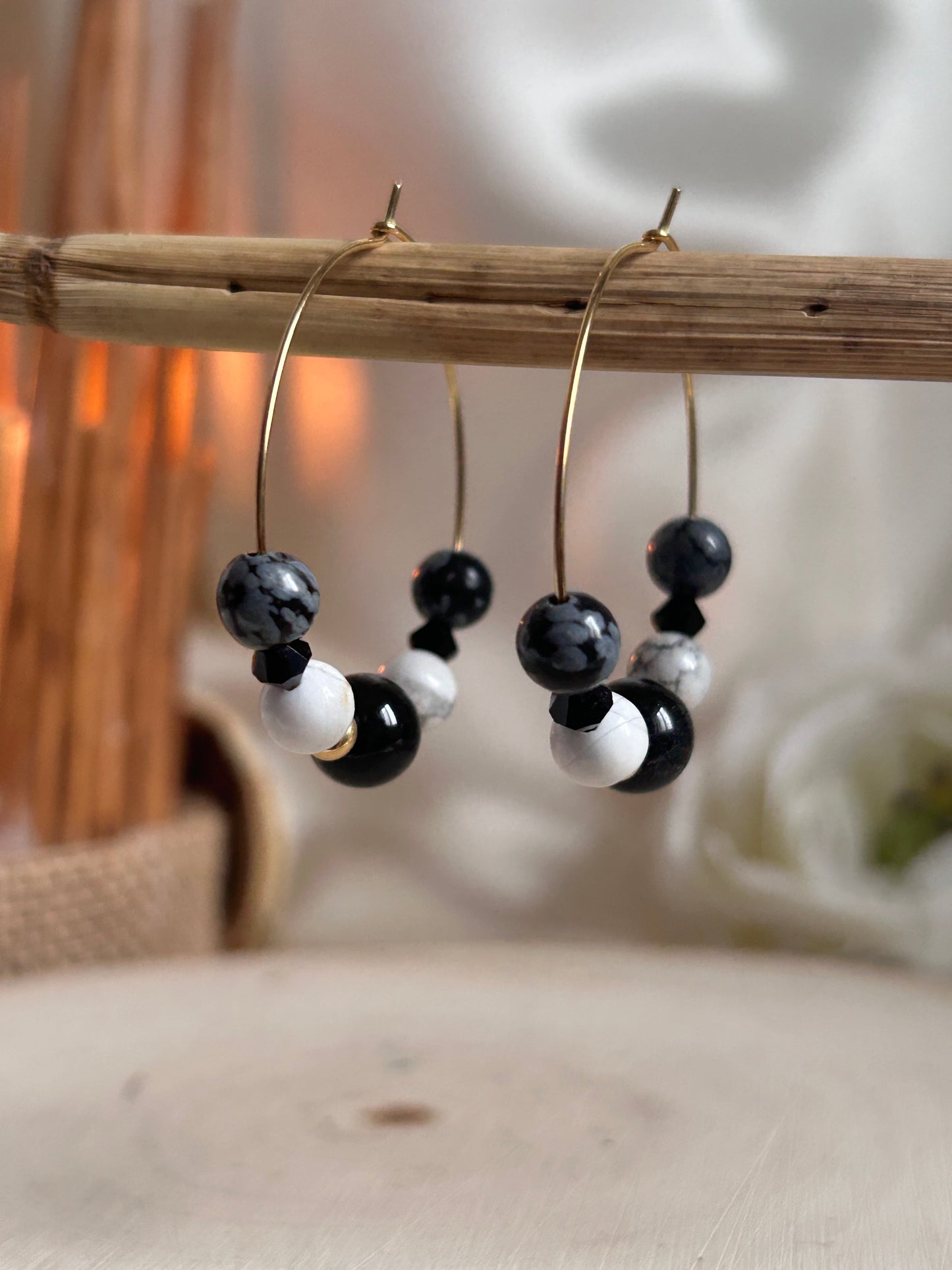 Contrastes Elégants - Obsidienne Neige, Obsidienne Dorée & Howlite