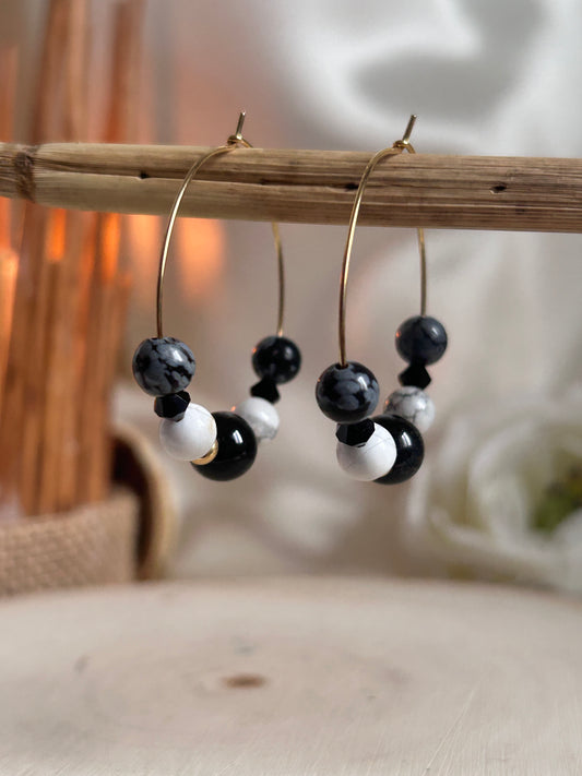 Contrastes Elégants - Obsidienne Neige, Obsidienne Dorée & Howlite