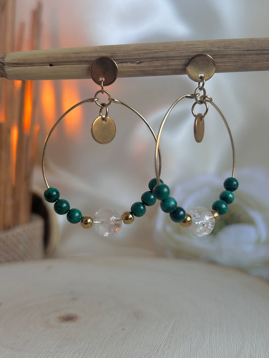 Forêt de Lumière - Malachite & Cristal de Roche