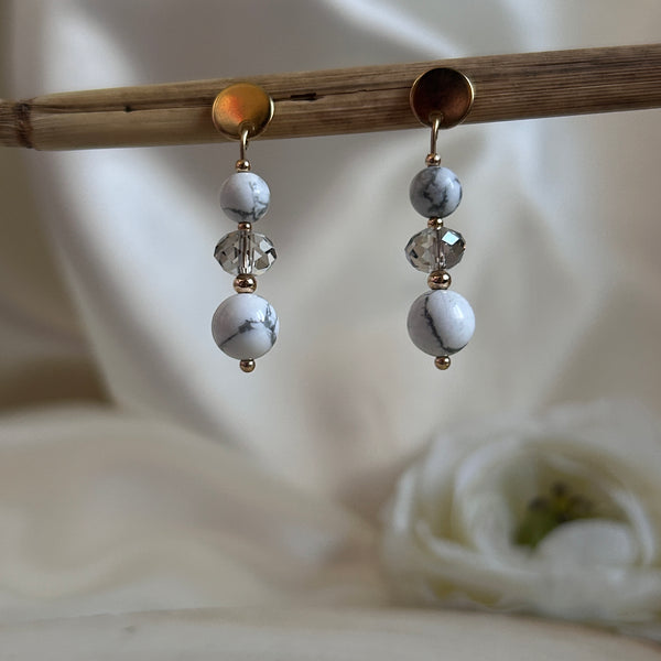 Perles de Givre - Howlite & Cristal de Bohème