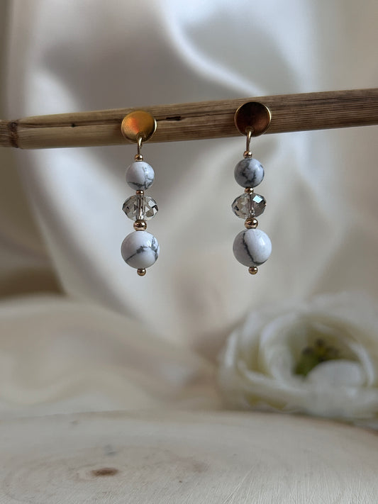 Perles de Givre - Howlite & Cristal de Bohème