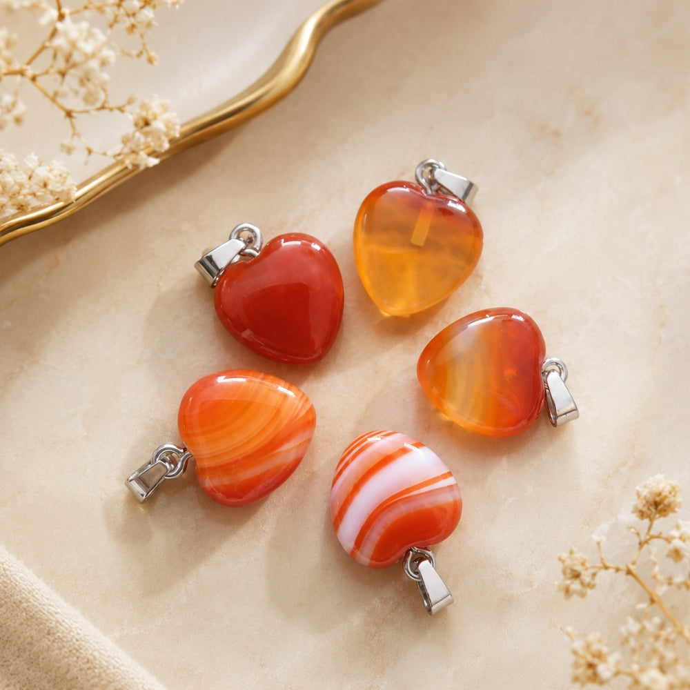 Pendentif Cœur de Vitalité – Cornaline