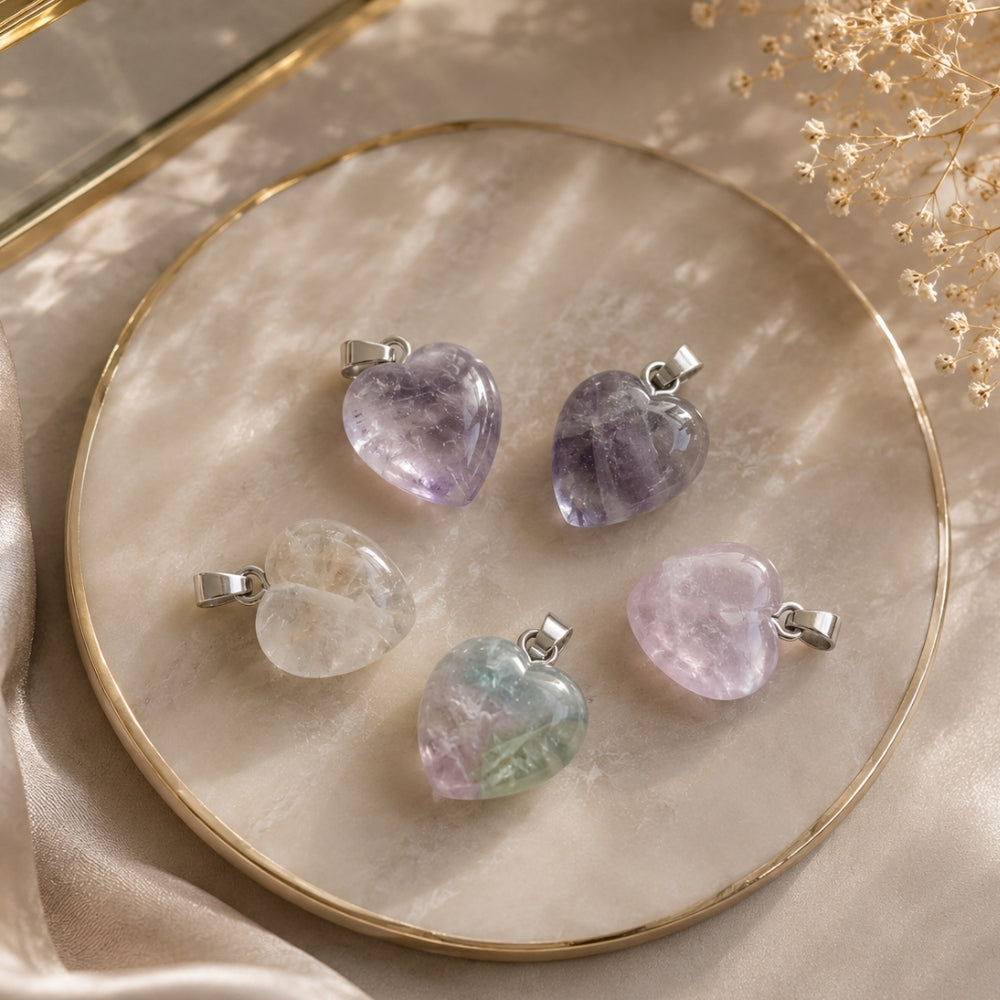 Pendentif Cœur d’Harmonie – Fluorite