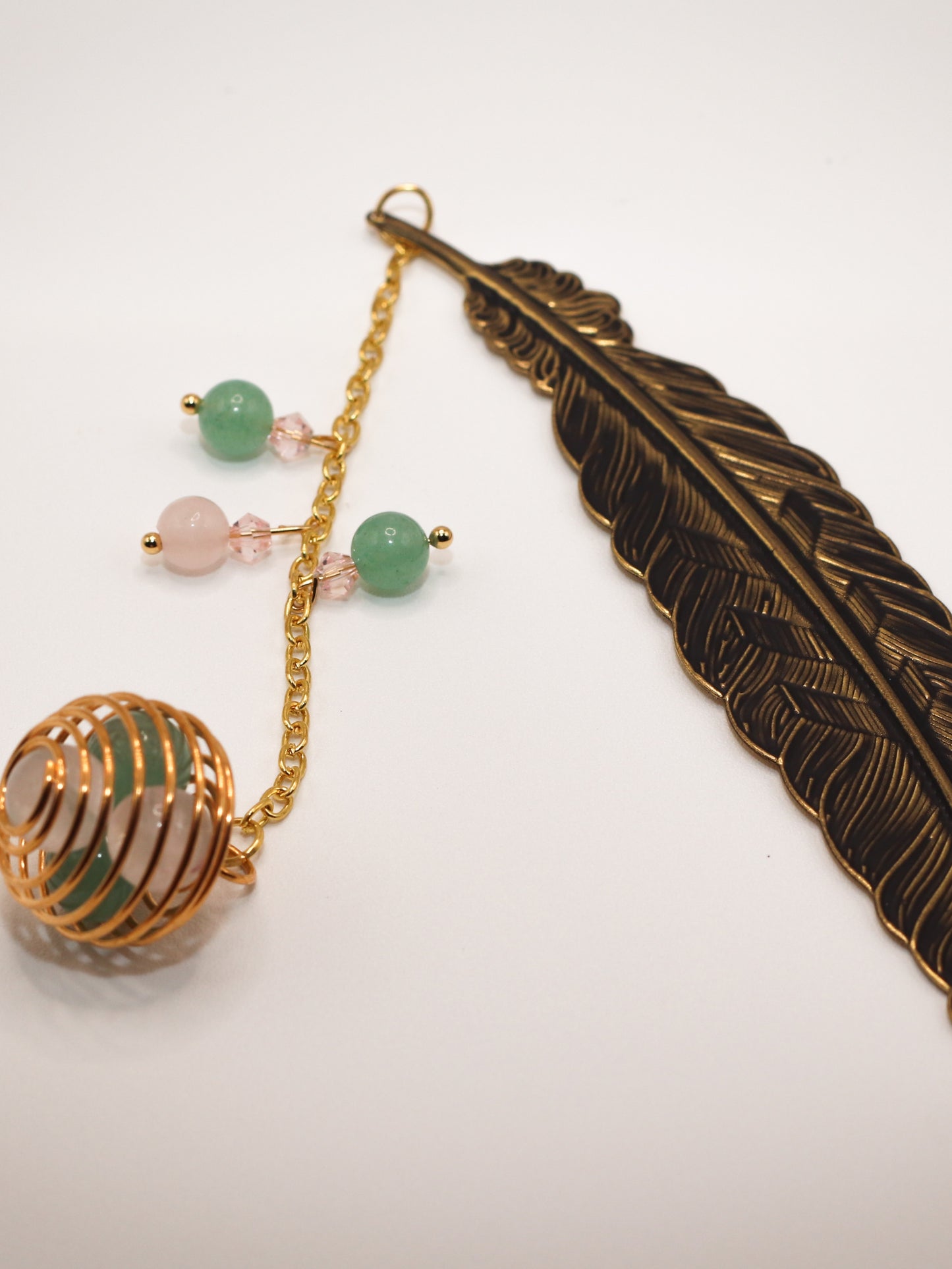 Douce Expansion – Marque-page en Aventurine & Quartz Rose