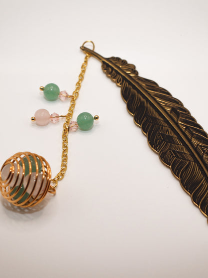 Douce Expansion – Marque-page en Aventurine & Quartz Rose