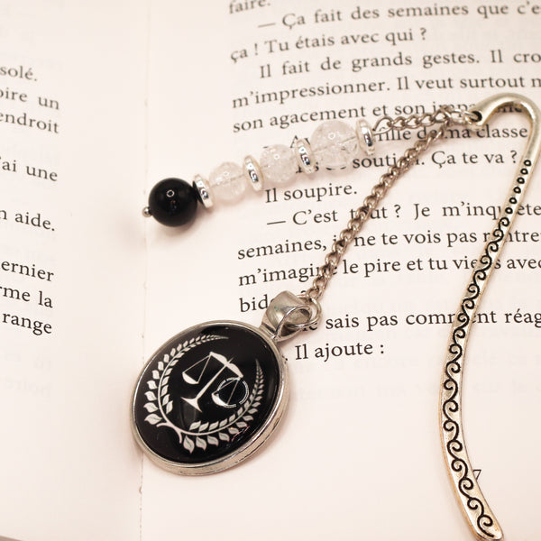 Équilibre Intérieur – Marque-page en Obsidienne & Cristal de Roche