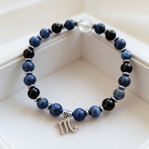 Bracelet Signe Scorpion – Lapis Lazuli & Obsidienne