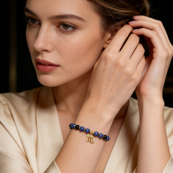 Bracelet Signe Scorpion – Lapis Lazuli & Obsidienne