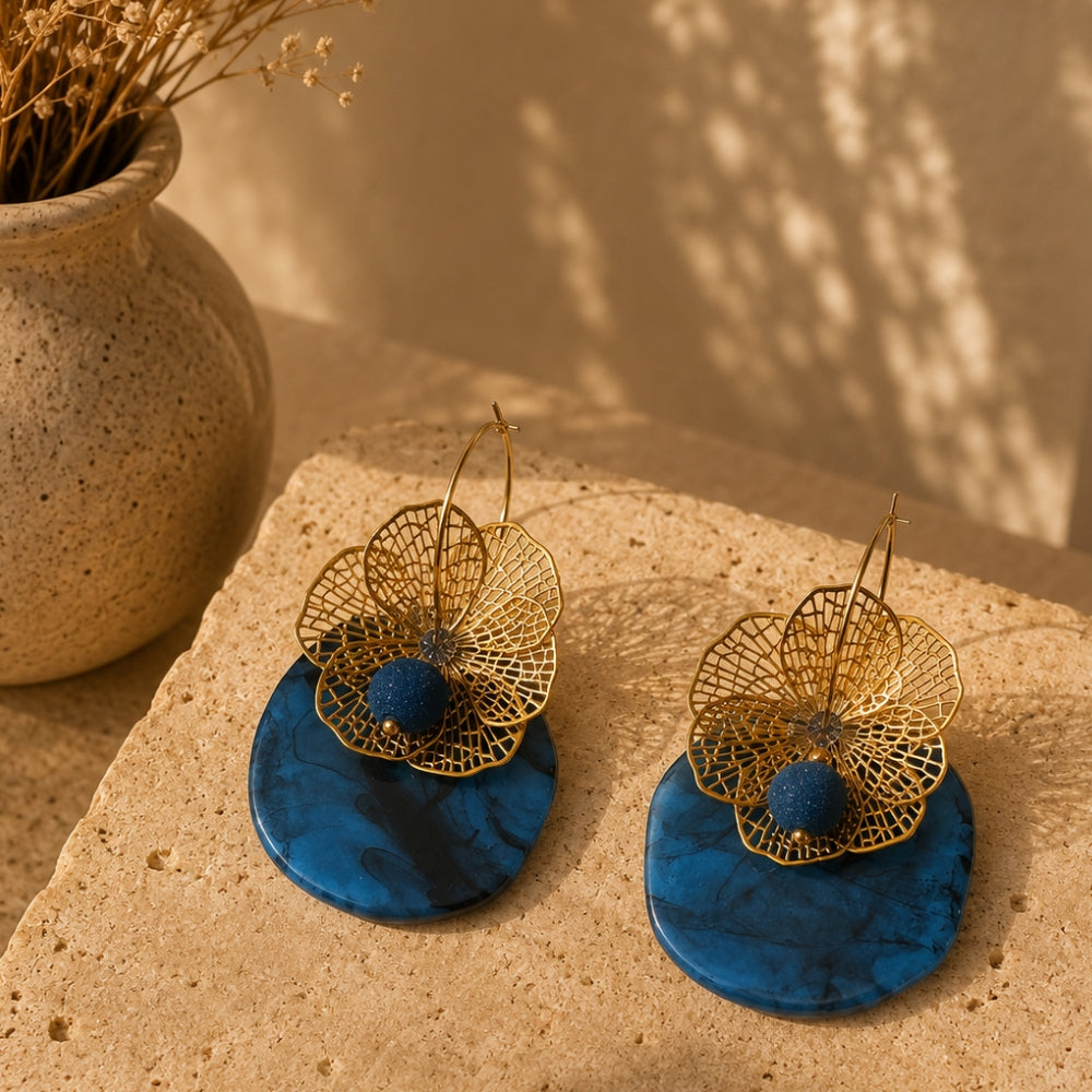 Boucles d’Oreilles Douceur Bleue – Agate Bleue