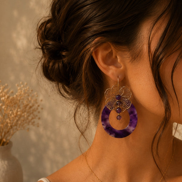 Boucles d’Oreilles Sérénité Violette – Améthyste