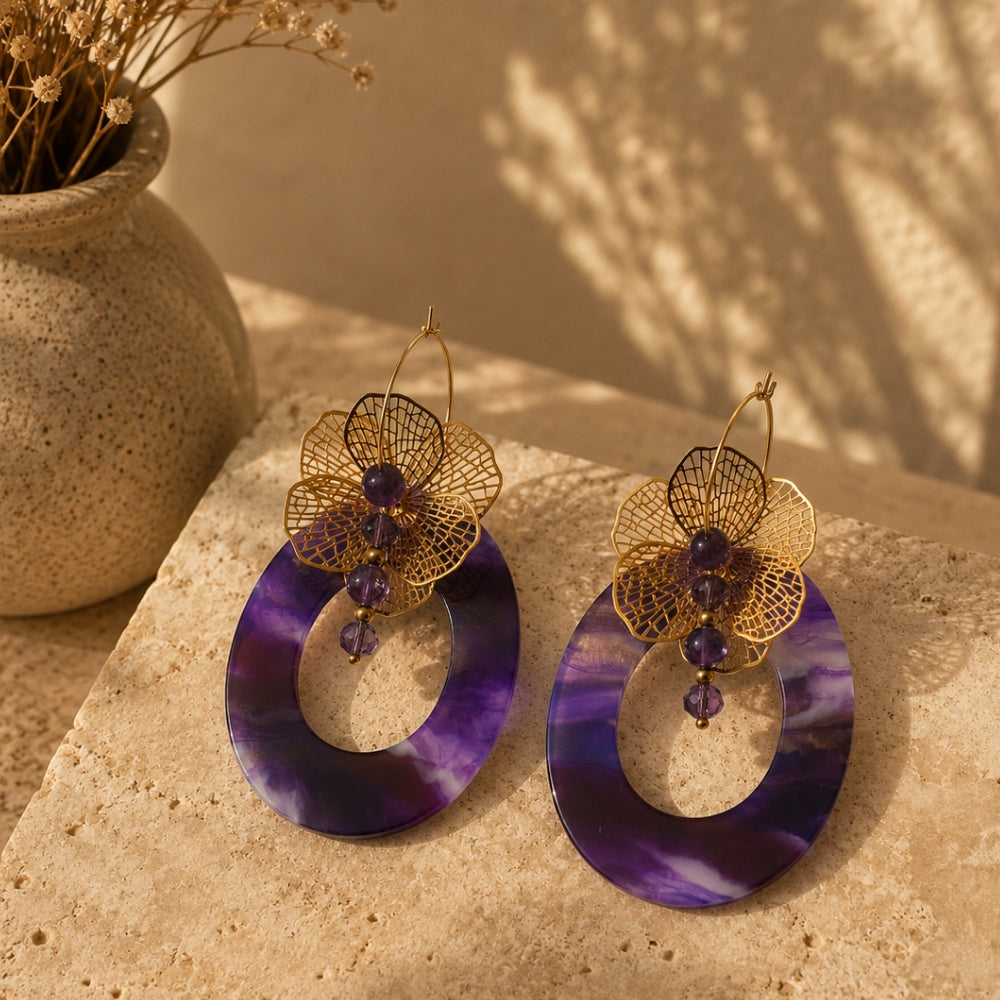 Boucles d’Oreilles Sérénité Violette – Améthyste