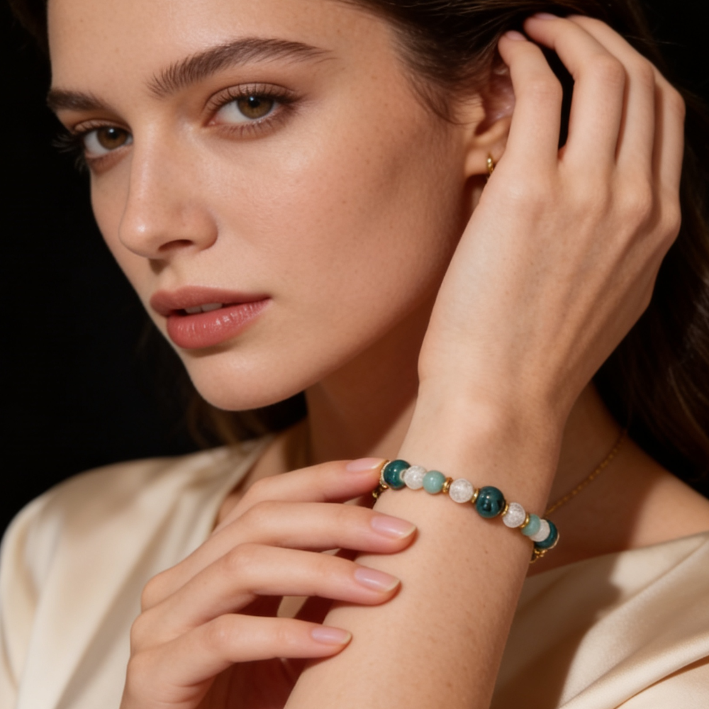 Bracelet Apatite, Céramique & Cristaux d’Autriche