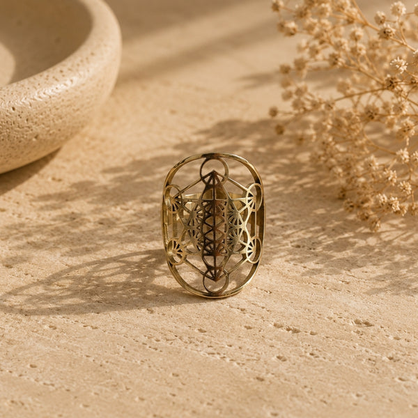 Bague Géométrie Sacrée – Fleur de Vie ou Cube de Métatron (modulable)